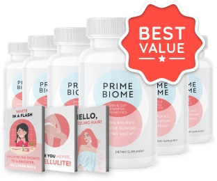 PrimeBiome 6 bottle 180-day supply value package